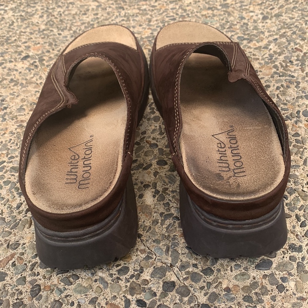 White Mountain 90s Y2K Women Chunky Platform Brown Suede Slip On Sandals Slide 8 - Picture 9 of 14